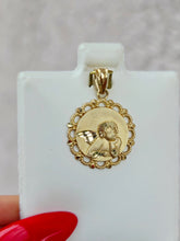 Load image into Gallery viewer, Gold Cherub with Filigree Frame Charm - 14K Yellow Gold