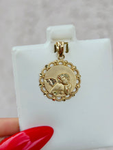 Load image into Gallery viewer, Gold Cherub with Filigree Frame Charm - 14K Yellow Gold