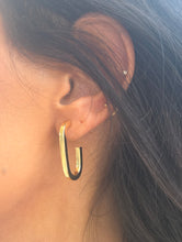 Load image into Gallery viewer, Stellari Gold Large J Hoop Earrings