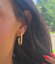 Load image into Gallery viewer, Stellari Gold Large J Hoop Earrings