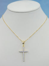 Load image into Gallery viewer, CZ Gold Plated Cross on Gold Plated Cable Chain - Adjustable - Gold Plated Sterling Silver