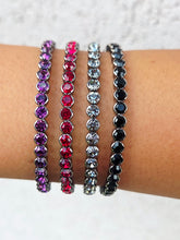 Load image into Gallery viewer, Hematite Rhinestone Flexible &amp; Stackable Bangle Bracelet