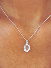 Load image into Gallery viewer, 3 Carat Oval Aquamarine Pendant &amp; 18” Chain - 14K White Gold