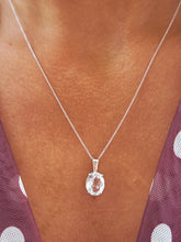 Load image into Gallery viewer, 3 Carat Oval Aquamarine Pendant &amp; Light 18” Chain - 14K White Gold