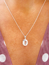 Load image into Gallery viewer, 3 Carat Oval Aquamarine Pendant &amp; Light 18” Chain - 14K White Gold
