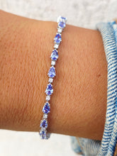 Load image into Gallery viewer, Tanzanite and Diamond Tennis Bracelet - 14K White Gold