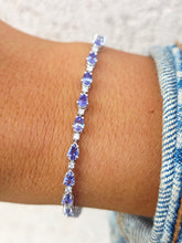 Load image into Gallery viewer, Tanzanite and Diamond Tennis Bracelet - 14K White Gold