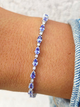 Load image into Gallery viewer, Tanzanite and Diamond Tennis Bracelet - 14K White Gold
