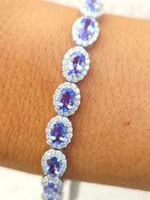 Load image into Gallery viewer, Tanzanite and Diamond Tennis Bracelet - 14K White Gold
