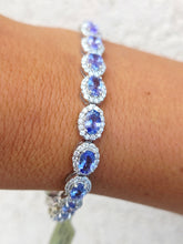 Load image into Gallery viewer, Tanzanite and Diamond Tennis Bracelet - 14K White Gold