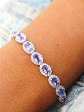 Load image into Gallery viewer, Tanzanite and Diamond Tennis Bracelet - 14K White Gold