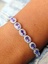 Load image into Gallery viewer, Tanzanite and Diamond Tennis Bracelet - 14K White Gold