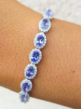 Load image into Gallery viewer, Tanzanite and Diamond Tennis Bracelet - 14K White Gold