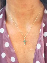 Load image into Gallery viewer, Emerald Cross &amp; Necklace - 14K Gold