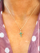 Load image into Gallery viewer, Emerald Cross &amp; Necklace - 14K Gold