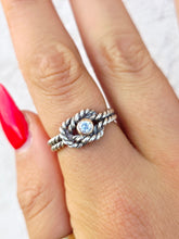 Load image into Gallery viewer, Sailor's Knot Ring with Diamond with Rope Design - Sterling Silver &amp; 14K