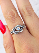 Load image into Gallery viewer, Sailor's Knot Ring with Diamond with Rope Design - Sterling Silver &amp; 14K