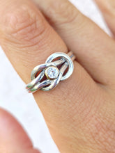 Load image into Gallery viewer, Sailor's Knot Ring with Diamond with Polished Finish - Sterling Silver &amp; 14K