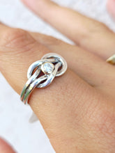 Load image into Gallery viewer, Sailor's Knot Ring with Diamond with Polished Finish - Sterling Silver &amp; 14K