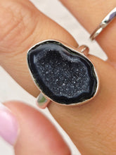 Load image into Gallery viewer, Black Druzy Ring- Sterling Silver