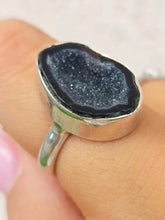 Load image into Gallery viewer, Black Druzy Ring- Sterling Silver