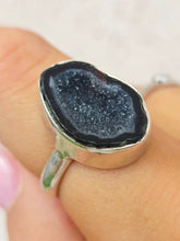 Load image into Gallery viewer, Black Druzy Ring- Sterling Silver