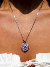 Load image into Gallery viewer, Pink Heart CZ Pendant and 20" Chain - Sterling Silver