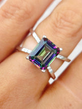 Load image into Gallery viewer, Split Shank Mystic Topaz and Diamond Ring - 14K White Gold - Marie's Custom Design