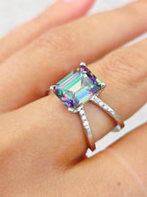 Load image into Gallery viewer, Split Shank Mystic Topaz and Diamond Ring - 14K White Gold - Marie's Custom Design