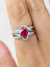 Load image into Gallery viewer, Ruby Red Heart Ring - Sterling Silver