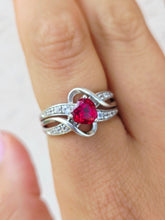 Load image into Gallery viewer, Ruby Red Heart Ring - Sterling Silver