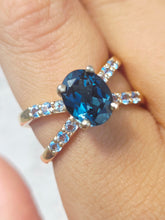 Load image into Gallery viewer, Split Shank London Blue Topaz &amp; Aqua Ring - 14K Yellow Gold - Marie's Custom Design