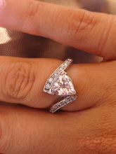 Load image into Gallery viewer, Kunzite &amp; Diamond Bypass Diamond Ring - 14K White Gold