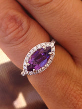 Load image into Gallery viewer, Amethyst and Diamond East to West Ring - 14K White Gold