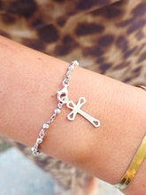 Load image into Gallery viewer, Polished Bead Rosary 7.5 inch Bracelet - Sterling Silver