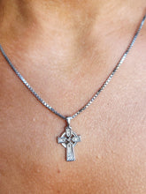 Load image into Gallery viewer, Small Celtic Cross on 18” Box Chain - Sterling Silver
