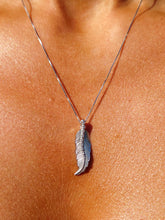 Load image into Gallery viewer, Diamond Feather Pendant &amp; Chain - 14K White Gold