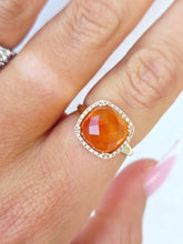 Load image into Gallery viewer, Carnelian w/Diamond Halo Ring - 14K Yellow Gold