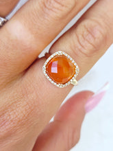 Load image into Gallery viewer, Carnelian w/Diamond Halo Ring - 14K Yellow Gold