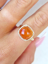 Load image into Gallery viewer, Carnelian w/Diamond Halo Ring - 14K Yellow Gold