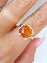 Load image into Gallery viewer, Carnelian w/Diamond Halo Ring - 14K Yellow Gold