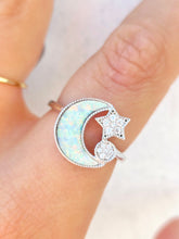 Load image into Gallery viewer, Opal Moon &amp; Star Ring - Sterling Silver