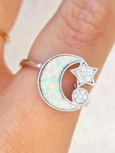 Load image into Gallery viewer, Opal Moon &amp; Star Ring - Sterling Silver