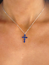 Load image into Gallery viewer, Sapphire Cross on Adjustable Chain - Sterling Silver