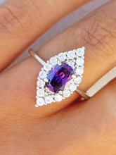 Load image into Gallery viewer, Purple &amp; Clear Eye Shaped Ring - Sterling Silver