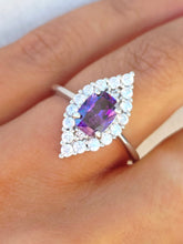 Load image into Gallery viewer, Purple &amp; Clear Eye Shaped Ring - Sterling Silver