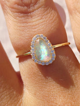 Load image into Gallery viewer, Opal with CZ Halo - Gold Plated Ring