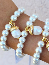 Load image into Gallery viewer, Pearl Acorn on Pearl Beaded Bracelet - Elena Michele