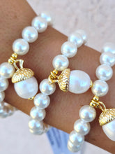 Load image into Gallery viewer, Pearl Acorn on Pearl Beaded Bracelet - Elena Michele