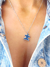 Load image into Gallery viewer, Dune Lapis Puzzle Piece Necklace